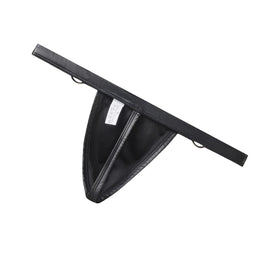Men's Sexy Faux Leather Thong Underwear with Iron Ring U Pouch G-String Lingerie
