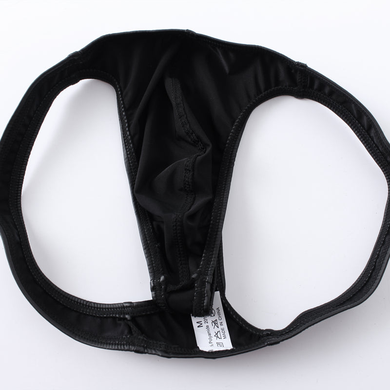 Sexy Men Faux Leather Thongs G Strings Underwear Male Panties U Pouch Low Rise High Elasticity Mens Lingerie Jockstrap