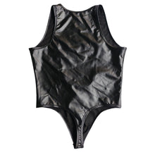 Load image into Gallery viewer, KUYDZON Black Men&#39;s Faux Leather Bodysuit Underwear U Pouch Sexy Elastic Jumpsuit Singlet Wrestling Suits