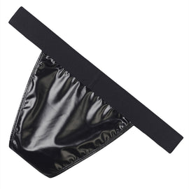 Sexy Men Faux Leather Underwear Briefs Underpants High Cut Men's Briefs Bikini Slips U Pouch Wide Belt Male Panties