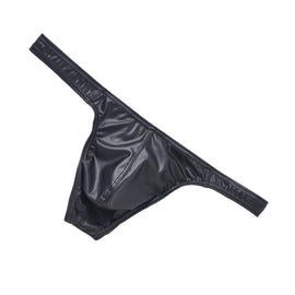 Sexy Men Faux Leather Thongs G Strings Underwear Male Panties U Pouch Low Rise High Elasticity Mens Lingerie Jockstrap