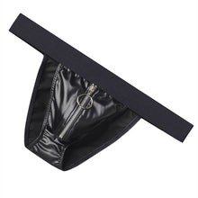 Load image into Gallery viewer, Faux Leather Zipper Briefs Men Underwear Male Wide Belt Panties Sexy U Pouch Bikini Slips Men&#39;s Exotic Lingerie