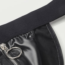 Load image into Gallery viewer, Faux Leather Zipper Briefs Men Underwear Male Wide Belt Panties Sexy U Pouch Bikini Slips Men&#39;s Exotic Lingerie