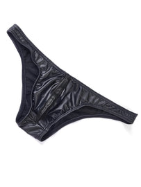 Men Faux Leather Bikini Briefs Underwear Male U Pouch Mini Panties Sexy Men's Lingeries