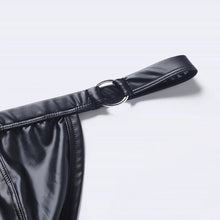 Load image into Gallery viewer, Men&#39;s Sexy Faux Leather Thong Underwear with Iron Ring U Pouch G-String Lingerie