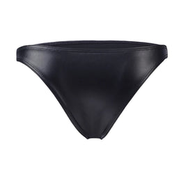Sexy Briefs Underwear Zipper Faux Leather Mens Bikini Briefs Underpants With U Pouch