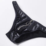 Sexy Briefs Underwear Zipper Faux Leather Mens Bikini Briefs Underpants With U Pouch