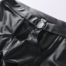 Load image into Gallery viewer, Sexy Men&#39;s Panties Faux Leather Men Boxer Shorts Underpants Iron Ring Underwear U Pouch Mens Boxers Lingerie