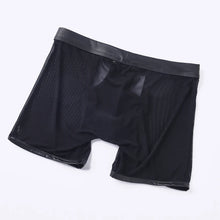 Load image into Gallery viewer, Fitness Men&#39;s Long Boxer Underwear - Breathable Mesh &amp; Faux Leather with Opened Button
