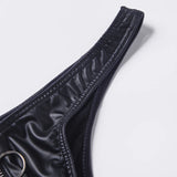 Sexy Briefs Underwear Zipper Faux Leather Mens Bikini Briefs Underpants With U Pouch