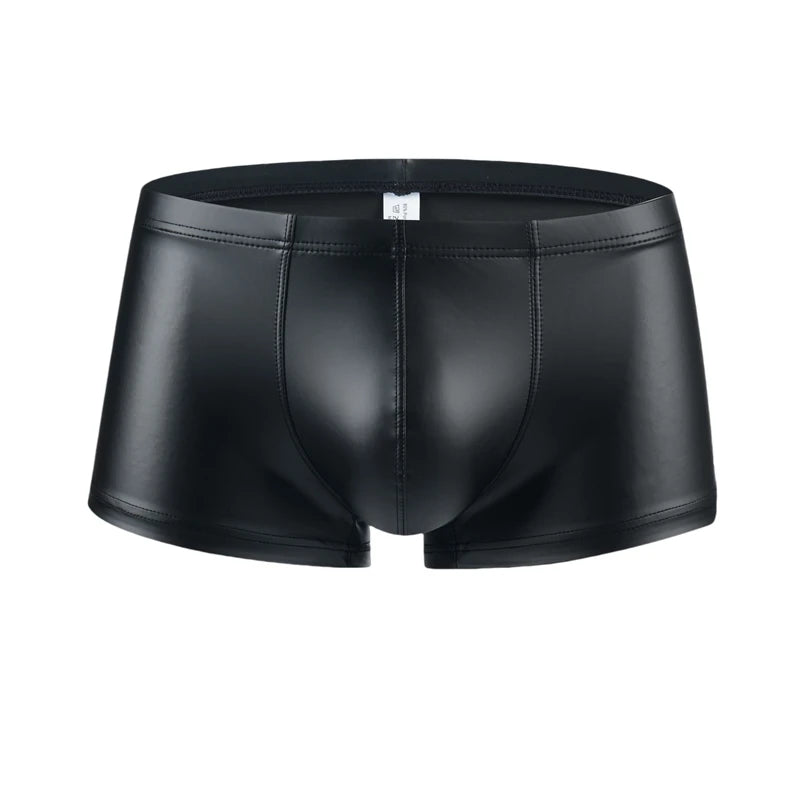 Men's Boxers Panties Man Imitation Leather Boxershorts U Pouch Panties Sexy Gay Underwear Male Lingerie