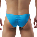 KUDYZON Sexy Men Underwear Ice Silk Butt-lifting Briefs Ultra Thin Pouch Design Mens Solid Briefs Bikini Male Underpants