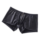 セクシーなメンズパンティー フェイクレザー メンズボクサーショーツ アンダーパンツ ジッパー 下着 Uポーチ メンズボクサー ランジェリー
