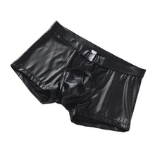 Load image into Gallery viewer, Sexy Men&#39;s Panties Faux Leather Men Boxer Shorts Underpants Iron Ring Underwear U Pouch Mens Boxers Lingerie