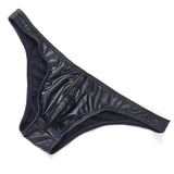 Men Faux Leather Bikini Briefs Underwear Male U Pouch Mini Panties Sexy Men's Lingeries