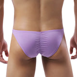 KUDYZON Sexy Men Underwear Ice Silk Butt-lifting Briefs Ultra Thin Pouch Design Mens Solid Briefs Bikini Male Underpants
