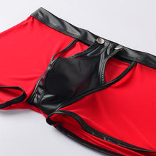 Load image into Gallery viewer, Mens Boxers Panties Man Mesh Imitation Leather Boxershorts Men Button U Pouch Panties Sexy Gay Underwear Men Hombre Shorts