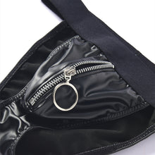 Load image into Gallery viewer, Faux Leather Zipper Briefs Men Underwear Male Wide Belt Panties Sexy U Pouch Bikini Slips Men&#39;s Exotic Lingerie