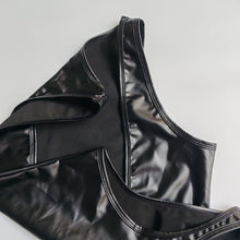 Load image into Gallery viewer, KUYDZON Black Men&#39;s Faux Leather Bodysuit Underwear U Pouch Sexy Elastic Jumpsuit Singlet Wrestling Suits