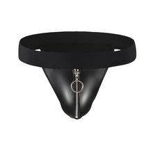 Load image into Gallery viewer, Faux Leather Zipper Briefs Men Underwear Male Wide Belt Panties Sexy U Pouch Bikini Slips Men&#39;s Exotic Lingerie