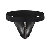 Faux Leather Zipper Briefs Men Underwear Male Wide Belt Panties Sexy U Pouch Bikini Slips Men's Exotic Lingerie