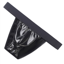 Load image into Gallery viewer, Sexy Men Faux Leather Underwear Briefs Underpants High Cut Men&#39;s Briefs Bikini Slips U Pouch Wide Belt Male Panties