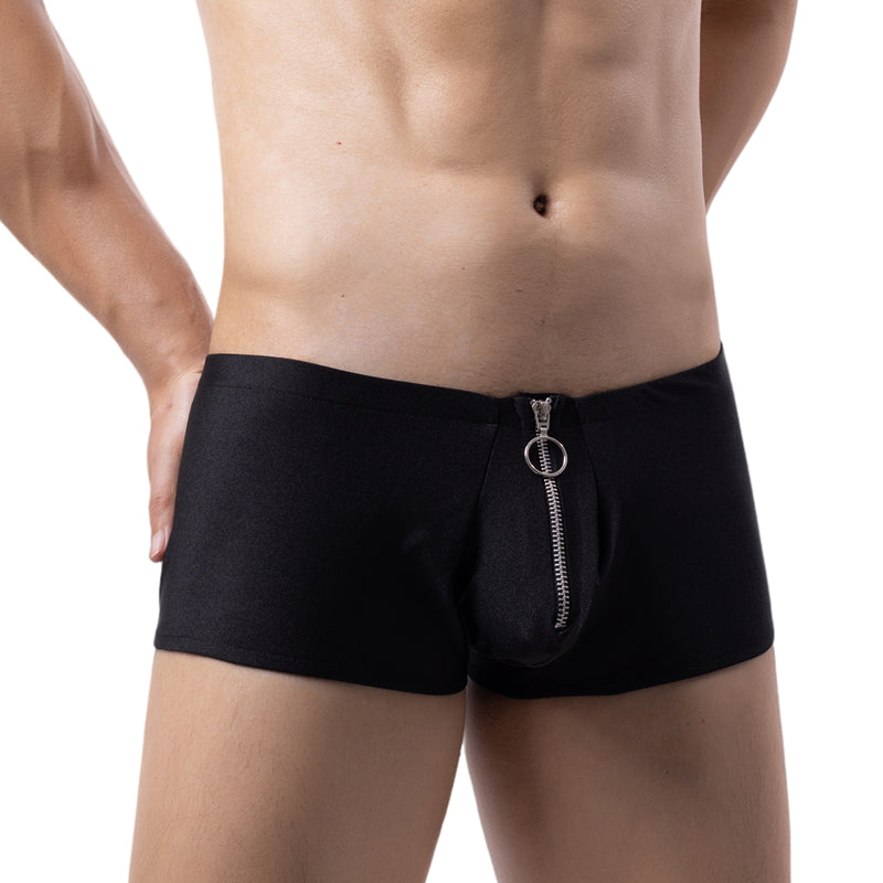 Mens Boxers Underwear Man Silky Boxershorts U Pouch Zipper Men's Panties Sexy Gay Underwear Men Boxers Briefs